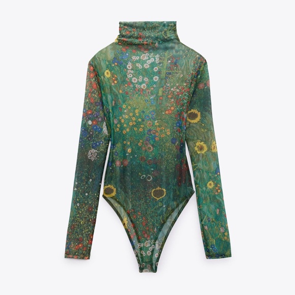 Zara FARM GARDEN WITH SUNFLOWERS TULLE BODYSUIT - Picture 2 of 7